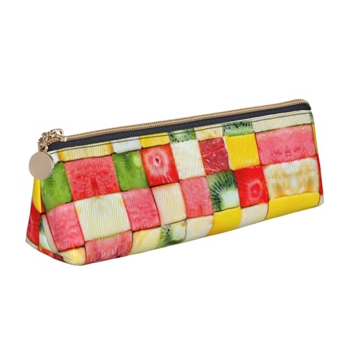 Estuche Para Lápices Kiwi Sandía Estuche De Cuero Con Cremallera Portatodo Triangular, Para Estudiantes, Escolar, Cosmético
