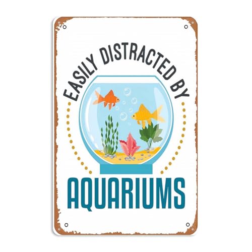 Coastal Aquarium Wall Decor Sign 8x12 Metal Indoor Art