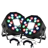  Jeux de lumières 2 PROJECTEURs PAR Party Sound & Light PARTY-PAR-STROBE, DMX 18LED AVEC Stroboscope 36 LED, Etriers, 2 crochets