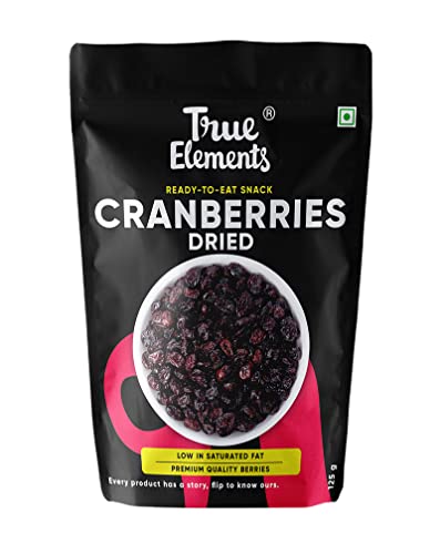 Image of Dried Cranberries 125g by True Elements - Cranberries Dried and Sliced | Healthy Snacks | Ready to Eat Snack | 100% Clean with No Added Preservatives