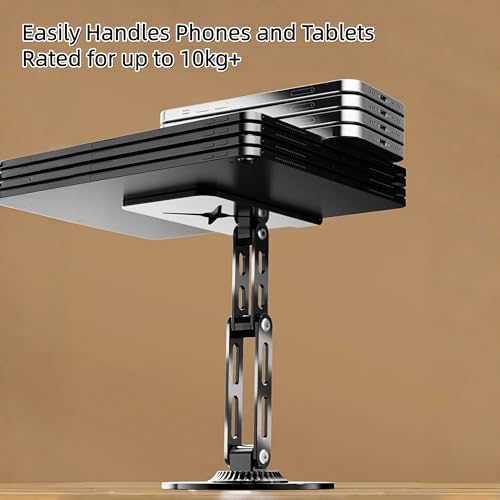 Briteroh All-Metal Cell Phone Stand 360° Rotatable & Height Adjustable - 25KG Super Load-Bearing, Foldable Desk Stand for Phone, Compatible with iPhone 17/16/15/14, Nintendo Switch, Silver by Briteroh - Used condition - Image 6