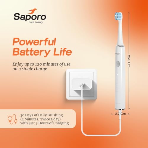 Image of Saporo Sonic Electric Toothbrush for Adults, 38000 Strokes /Min Rechargeable Toothbrush with 4 Brush Heads, 5 Modes, 3 Hour Fast Charging, DuPont Bristles for Deep Clean, Whitening & Gum Care