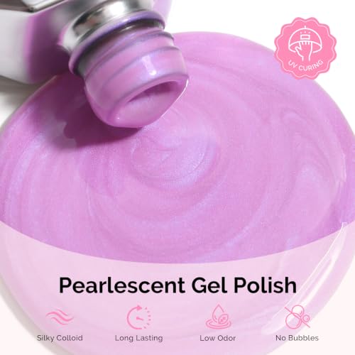 Image of MelodySusie Lavender Purple Pearl Gel Nail Polish,0.5fl oz Soak Off UV LED Drawing Shimmer Gel Polish Soak Off Swirl Shell Thread Effect Gifts for Women Nail Art Manicure Salon DIY Nail Design-A1709