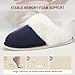 Parlovable Women's Fuzzy Slippers Memory Foam Fluffy Winter House Shoes Suede Faux Fur Slippers Indoor Outdoor Navy 9-10