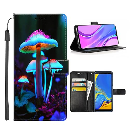 KOLHUBI Wallet Case Suitable Compatible with iPhone 16 15 14 12 13 11 7 8 6s 6 Pro Max Plus mini XR X XS Max SE Mushroom-49 with Card&Cash Holder