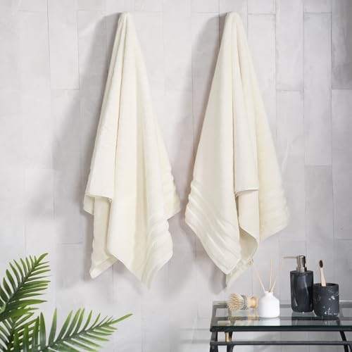Image of MYTRIDENT Towels for Bath Large Size | Finesse Collection, 2 Piece Bath Towels | 75 cm x 150 cm | 625 GSM, Zero-Twist, Luxuriously Soft, 100% Cotton - Linen