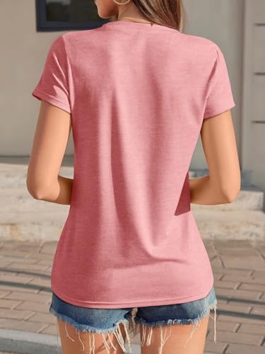 Image of UNCLECAT Womens Short Sleeve Tops Summer Basic T Shirts Crewneck Causal Tee | Solid Color, Trendy Fashion Clothes, Casual Basic Tee