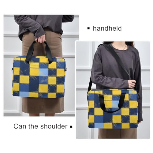 Funda para portátil 15.6 pulg con asa y correa amarilla y azul miniatura 2