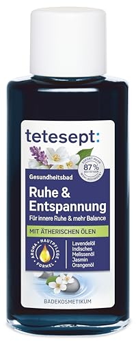 tetesept Ruhe & Entspannung Bad - 1 x 125 ml - Gesundheitsbad mit 5 ätherischen Ölen für innere Ruhe und mehr Balance – kosmetischer Badezusatz mit Hautpflege Formel