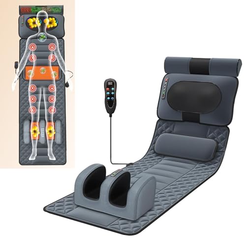 Tapis De Massage Complet Du Corps, Matelas De Massage Avec Chaleur, 20 Têtes De Massage Du Cou, 10 Moteurs Vibrants Pour Le Dos, 9 Vitesses De Massage/3 Modes De Synchronisation, Pour Le Dos, Le Cou