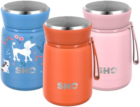 SHO Food Flask - Vacuum Insulated, Double Walled Stainless Steel Food Flask & Food Container - 10 Hours Hot & 20 Hours Cold - 530ml 800ml - BPA Free (Aqua, 530ml)