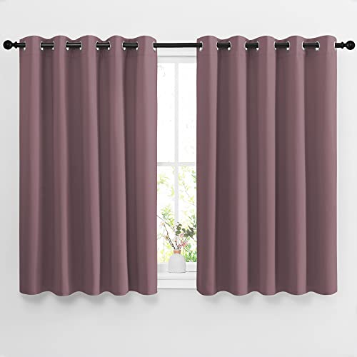 Image of NICETOWN Bedroom Blackout Curtains & Drapes - Grommet Solid Window Treatment Thermal Insulated Noise Reducing Room Darkening Drapes for Bedroom/Home Office (2 Panels, W66 x L54, Dry Rose)