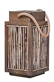 Windlicht-Säule Kerzenhalter Laterne Rattan VELAS rund Braun Grau (40x20)