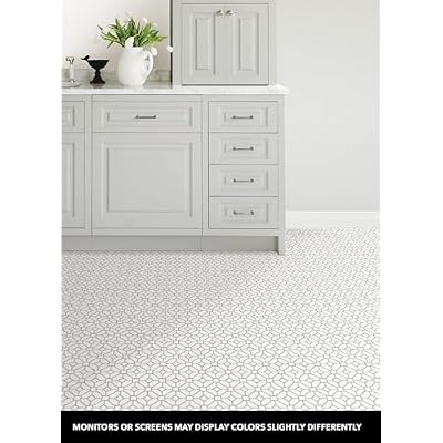 FloorPops FP2946 Lattice Peel Stick Floor Tiles, White & Off-White