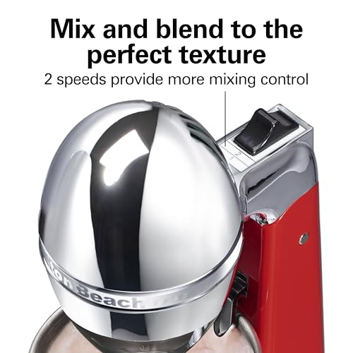 Image of Hamilton Beach DrinkMaster Electric Drink Mixer, Retro Milkshake Maker & Milk Frother, 2 Speeds, Extra-Large 28 oz. Stainless Steel Cup, Red