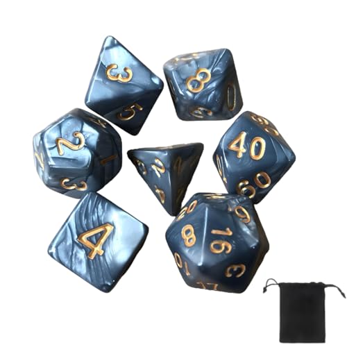 ZORVYN 7 Pezzi Set di Dadi Poliedrici con Tasche, Set Dadi a Due Colori, Dadi da Gioco, Dice Set per Giochi di Carte da Tavolo