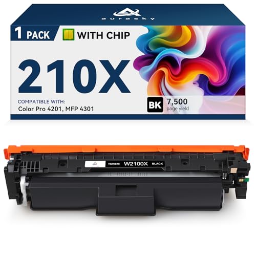 Image of 210X Black Toner Cartridge Compatible Replacement for HP 210X W2100X 210A High-Yield Version Works with HP Color Pro MFP 4301 4201 Series 4201dw 4201dn MFP 4301dw 4301fdn 4301fdw 1-Pack Black