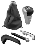 AUGREX 5 Speed Manual Gear Shift Knob Set w/Leather Boot Fit for Honda Civic...