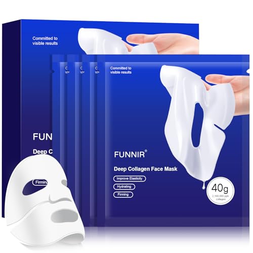FUNNIR Collagen Face Mask for moisturizing & Glass Skin, hydrating Overnight Face Mask, Pore Minimizing,Elasticity Enhancing,Firming (4 Count (Pack of 1))