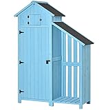 ✅VIEL STAURAUM: Dieser Geräteschuppen besteht aus drei Teilen. Die linke Seite bietet viel Platz für Aufbewahrung, ein kleines Regal dient zur Aufbewahrung von Werkzeug und die rechte Seite eignet sich für die Aufbewahrung von Brennholz.