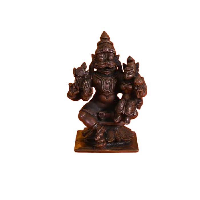 SUYOGAḤ Copper Lakshmi Narayan Idol 3 Inch | Handcrafted Lakshmi Narayan Murti for Home Temple, Puja & Decor | Antique Copper Finish Statue