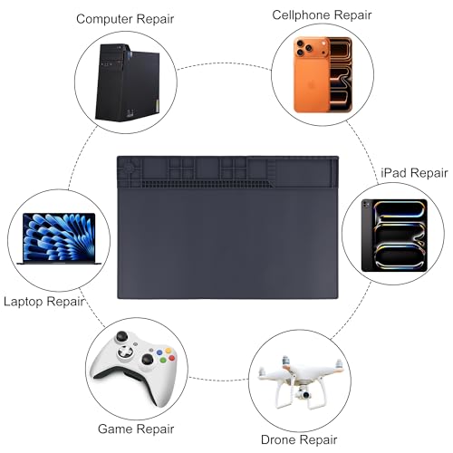 Image of Premium Heat Resistant 932F 22 inchx 14.2 inch Magnetic Silicone Soldering Mat Electronics Repair Mat for Cell Phone Computer Laptop Repair