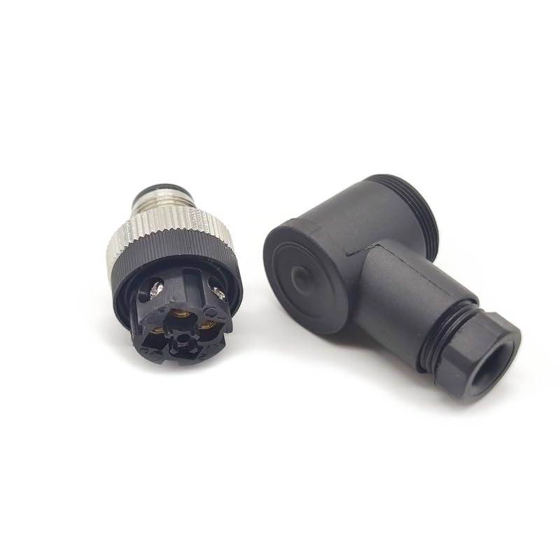 10Pcs M12 4 Pin Male Connector, Right Angle Field Assembly Wireable Adapter 12mm A Code Industrial Circular Connector IP67 Waterproof Sensor for PG7 Cable Unshiled 250V 4A AC/DC for Electric Bicycles