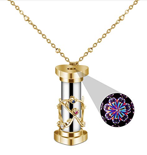 Kaleidoscope Necklace for Girls Women, Fashion Mini Colorful Kaleidoscope Pendant Necklaces with CZ Stones Funny Jewelry Gift for Daughter Mom Girlfriend Sister (Silver & Gold)