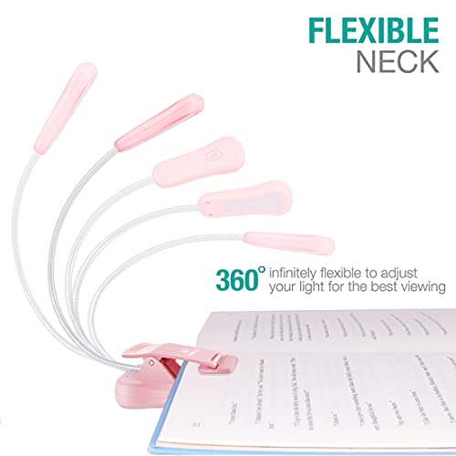 Vekkia Rechargeable Book Light For Reading In Bed, 3 Color X 3 Brightness, Lightweight Reading Light, Up To 70 Hours Lighting, Perfect For Readers, Travel (Pink) #TOP4