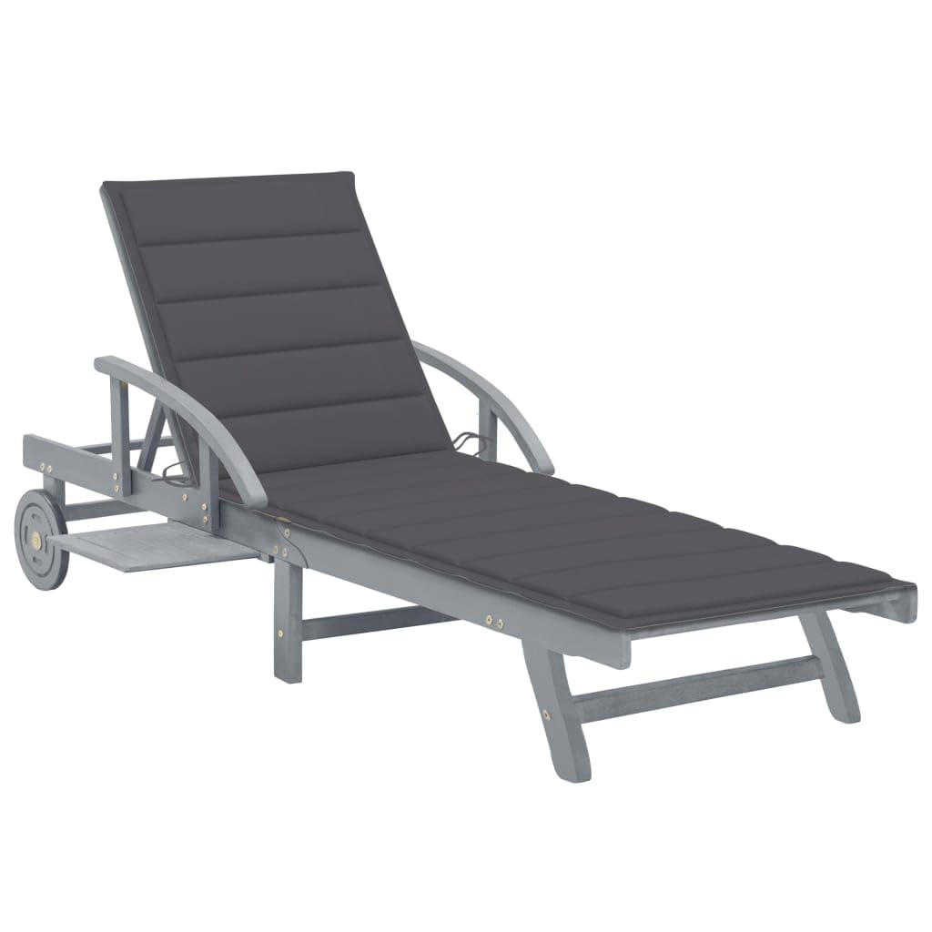 Chaise longue de jardin robuste de 18.54 KG Solivagant en bois noble d'acacia
