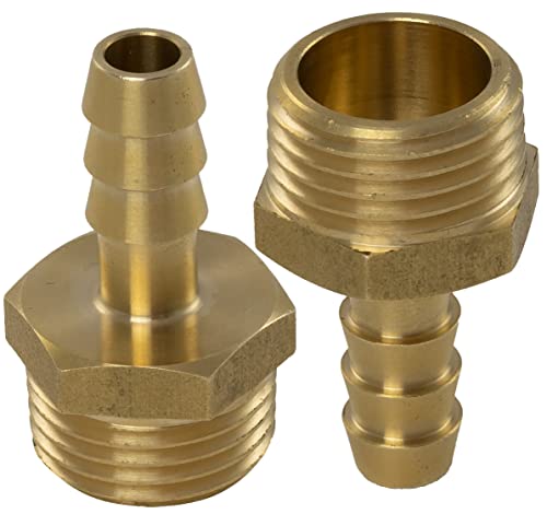 AERZETIX - C60594 - Juego de 2 racores macho acanalados 1/2' para manguera Ø10mm - rosca exterior - para llave 21-22 mm - adaptador conector sistema circuito de irrigación riego bomba - en latón