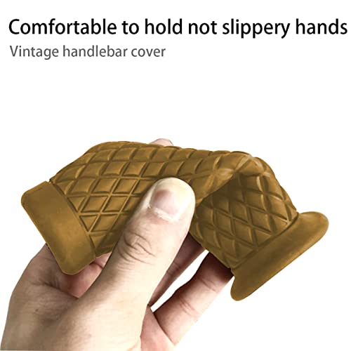 Image of Motorcycle Hand Grips, Non Slip Rubber Bar for 7 /8 inch 22mm /24mm Handles, Vintage Motorbike Thruster Grip, Handlebar for Hand Comfort, Universal for Motocross Scooter Dirt Bike, Open End (Camel)
