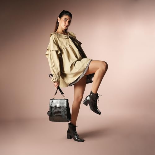 Image of Theater Peggy Satchel Bag for Women | Vintage Structured Crossbody Handbag | Faux Leather Panel with Turn Lock Closure | Classic Medium Shoulder Purse