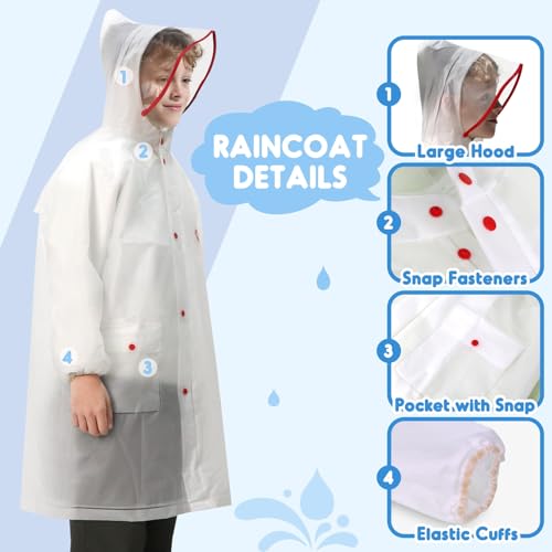 ANYOO Kids Rain Poncho With Hood Reusable Rain Jacket Lightweight & Durable Raincoats For Boys And Girls For Travel Outdoor