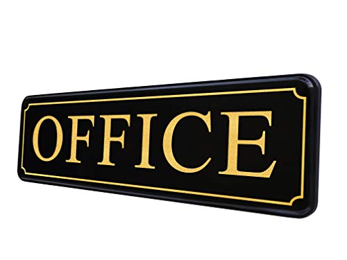 Weekly Top Sale Office sign for door or wall - Main office signs — quick easy installation - Self-adhesive for doors or walls — 9 X 3 in - In office sign for home and Business sign - Big letters on black plate.