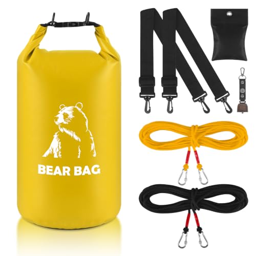 10L Bear Bags for Food Backpacking, Waterproof Bear Bag Hanging Kit, Yellow