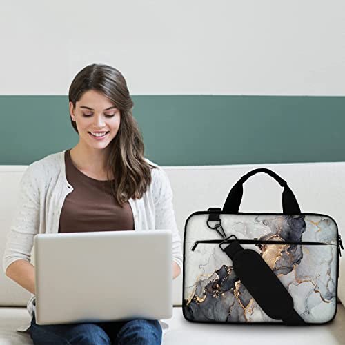 Icasso Laptop Shoulder Bag,Slim Computer Briefcase Sleeve Case,Lightweight Cute Messenger Shoulder Carrying Bag For Office Travel School (15.6-16Inch, Gary Ink Marble) #TOP7