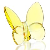 kanpura Figurine de papillon volant en cristal jaune, figurine de papillon en verre, collection de papillon en cristal pour décoration de mariage, fête de Noël