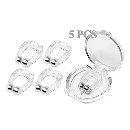 Prechkle Clip Nasal Magnético Anti-Ronquidos,Dejar de roncar,Facilitar la Respiración y Dormir Cómodo, Solución de Dilatador Nariz Antirronquidos Natural y Reutilizable,5 Piezas.