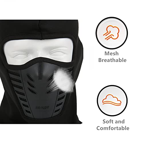 Black Balaclava Face Mask, Winter Fleece Cold Weather Windproof Ski Mask, Ninja Mask For Men And Women #TOP3