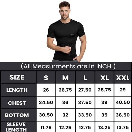 Image of WMX Pack of 2 Men Compression Gym T-Shirt | Men Half Sleeve Tshirt Sports Wear for Running Yoga Training | Breathable Stretch Compression Wear for Men & Boys (in, Alpha, 2XL, Regular, Black+Navy)