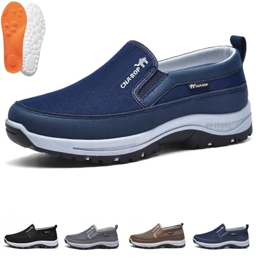 Orthowalkway Mens Shoes,Men's Arch Support Slip-on Canvas Loafers,Orthowalkway Shoes Mesh Breathable Orthopedic Sneakers