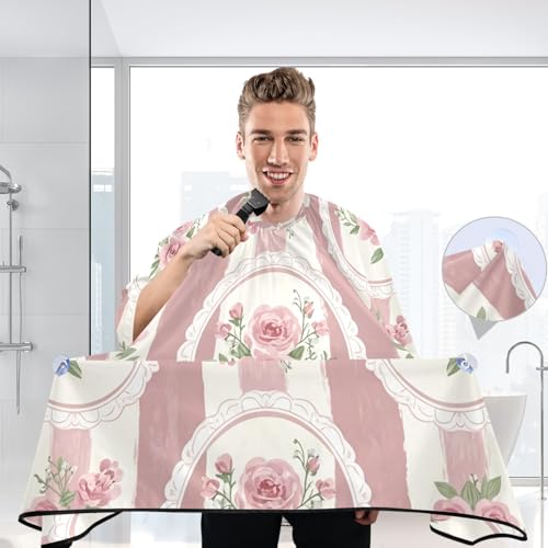 Capa de barbería impermeable Kigai con flores rosas miniatura 6