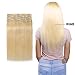 10"-24" 70g-120g Clip in Remy Human Hair Extensions Full Head 8 Pieces Set Short/Long length Straight Very Soft Style Real Silky for Beauty (10"-70g, #613 Bleach Blonde)