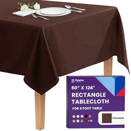 Image of Gee Di Moda Rectangle Tablecloth - 60 x 126 Inch Chocolate Table Cloth for 8 Foot Rectangle Tables - Heavy Duty Washable Fabric - for Holiday Party, Dinner, Weddings, Baby Shower & Events
