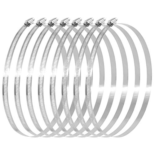 Swpeet 8Pcs 7.5-8.5inch (194-216mm) Hose Clamp 304 Stainless Steel Adjustable Range Worm Gear Hose Clamp Fuel Line Clamp Perfect for Plumbing, Automotive and Mechanical Applications