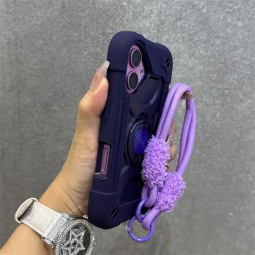 RNOZX For iPhone 15 Plus�p 3 in 1 �����O�z���_�[�t�����ϋv�P�[�X �ϏՌ��E�����h�~�E�X�g���b�v�`�F�[���J�o�[�iFor iPhone 15 Plus/GS�p �p�[�v���j