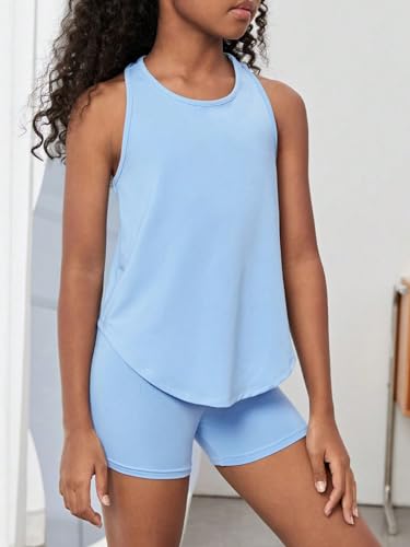 Image of BEAUDRM Girl's 2 Piece Workout Outfits Crop Top and Shorts Athletic Sets | Activewear Sets,Dance Sets,Tumbling Outfits,Hip Hop Dance Outfits,Cheer Practice Outfits for Girls