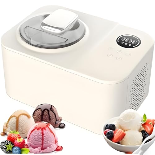 HEIHEIZI Sorbetière Autorefrigérée 1.2L - Compresseur 110W, Aucune Pré-Congélation Nécessaire, 3 Programmes pour Sorbet/Gelato/Yaourt Glacé, Fonctionnement Automatique avec Minuterie