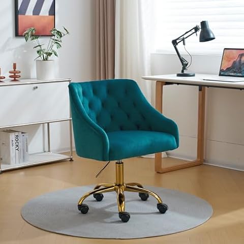 Velvet Fabric Swivel Task Chair for Home Office Comfortable Chair with Dirt-Proof (Green2) Cover